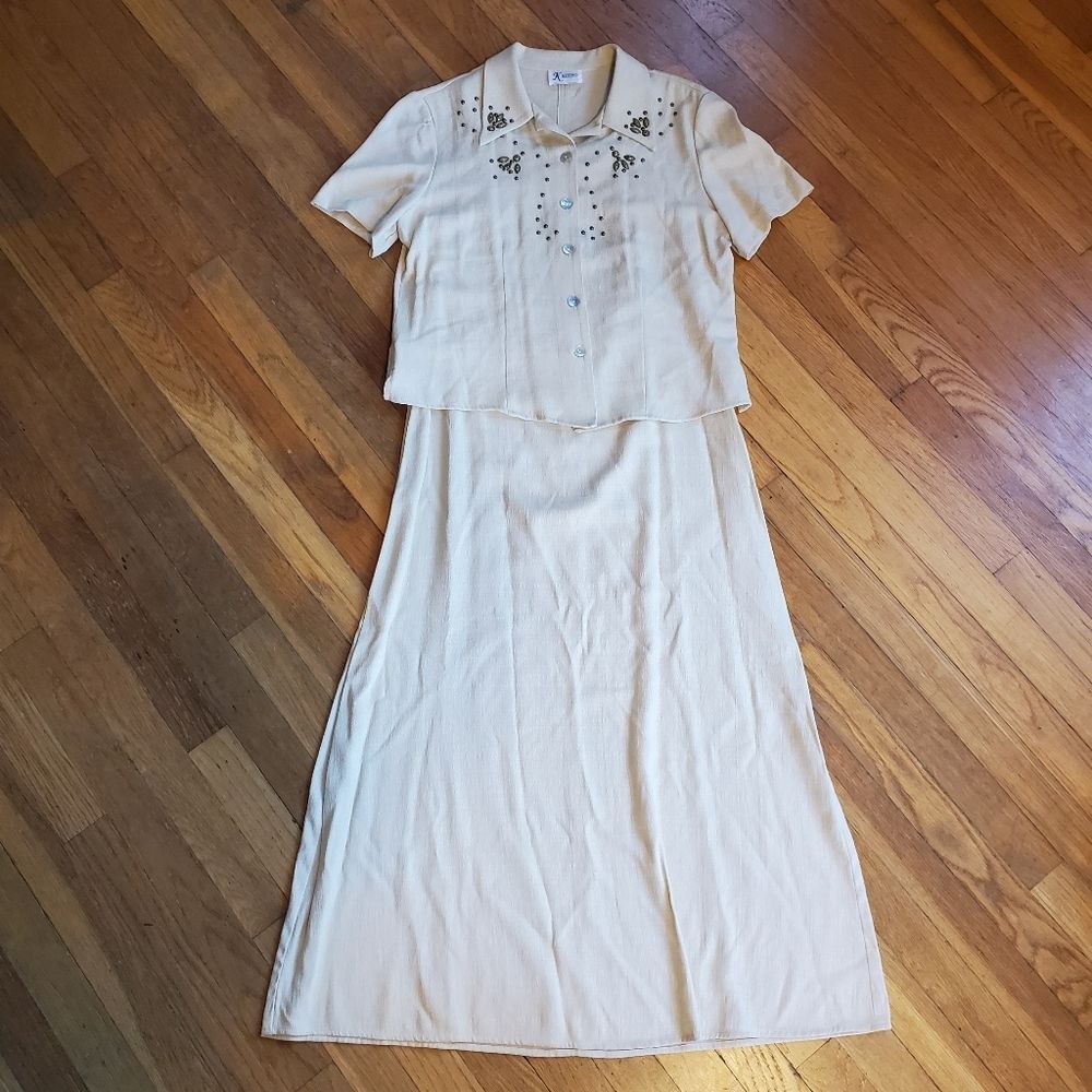 Vintage K Studio‎ maxi dress with matching short sleeve cover up tagged size 12
